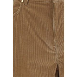 Brown Cotton Casual Pants