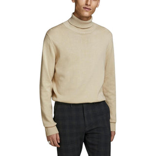 Beige Cotton Turtleneck