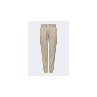 Beige Viscose Casual Pants