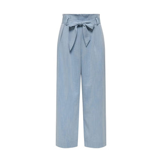 Blue Viscose Casual Pants
