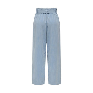 Blue Viscose Casual Pants