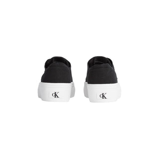 Black And White Recycled Cotton Platform Sneakers