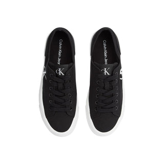 Black And White Recycled Cotton Platform Sneakers