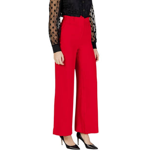 Red Polyester Casual Pants