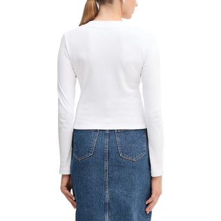 White Cotton Long Sleeve T-Shirt