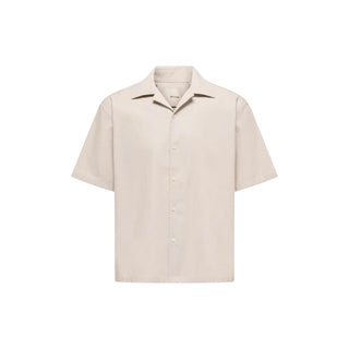 Beige Cotton Shortsleeve Shirt