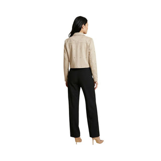 Beige Polyester Leather Jacket