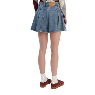 Blue Recycled Cotton Mini Skirt