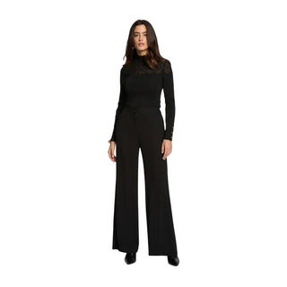 Black Polyester Casual Pants