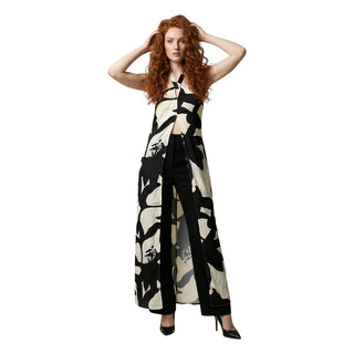 Black And White Viscose Long Dress