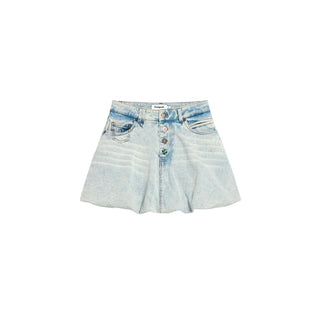 Blue Cotton Mini Skirt