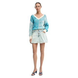 Blue Cotton Mini Skirt