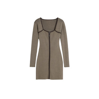 Brown Viscose Midi Dress