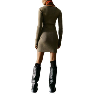 Brown Viscose Midi Dress