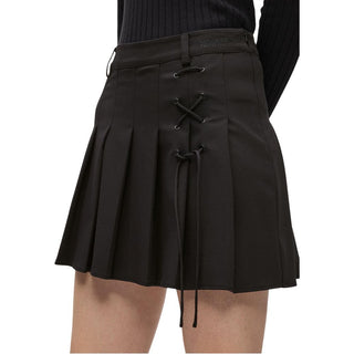 Black Polyester Mini Skirt