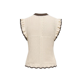 Beige Cotton Sleeveles T-Shirt