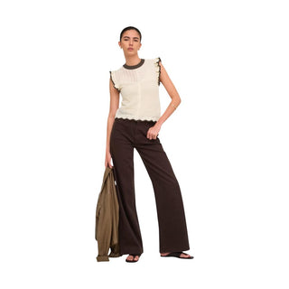 Beige Cotton Sleeveles T-Shirt