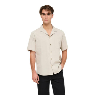 Beige Cotton Shortsleeve Shirt
