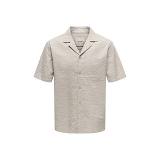 Beige Cotton Shortsleeve Shirt