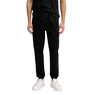 Black Cotton Casual Pants