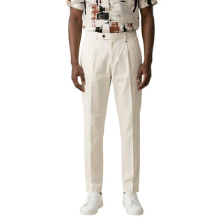 Beige Cotton Casual Pants