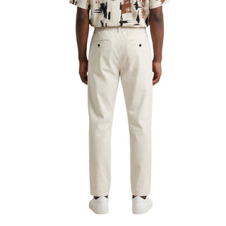 Beige Cotton Casual Pants