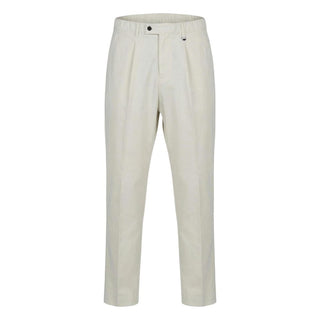 Beige Cotton Casual Pants