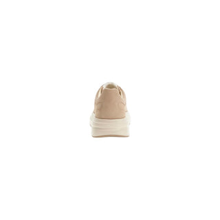 Beige Suede Leather Low Top Sneakers