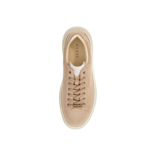 Beige Suede Leather Low Top Sneakers