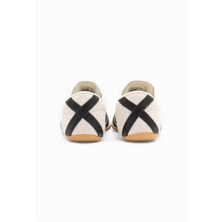 Black And White Suede Leather Athletic Sneakers