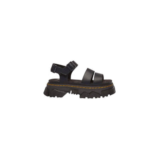 Black Leather Flat Sandals