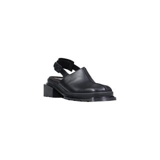 Black Leather Mules