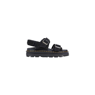 Black Leather Flat Sandals