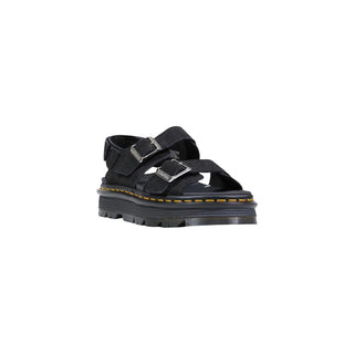 Black Leather Flat Sandals
