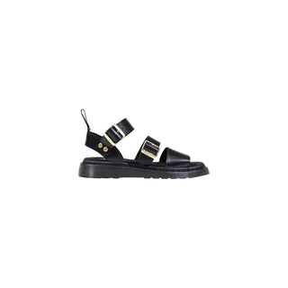 Black Leather Flat Sandals