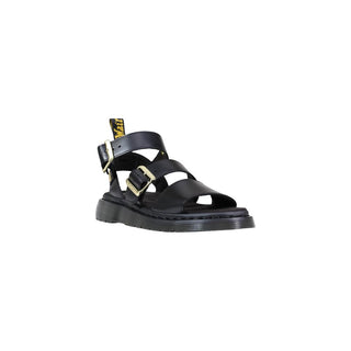 Black Leather Flat Sandals