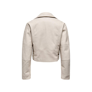 Beige Recycled Polyester Biker Jacket