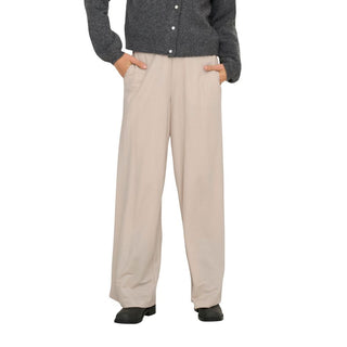 Beige Viscose Casual Pants