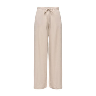 Beige Viscose Casual Pants