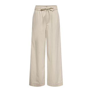 Cream Cotton Flared Pants