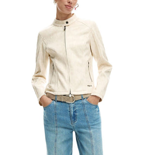 Beige Polyester Full-Length Jacket