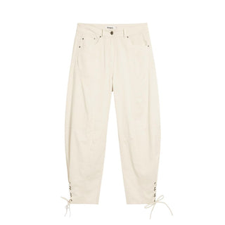 Beige Cotton Casual Pants