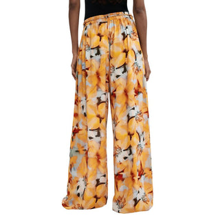 Orange Viscose Casual Pants