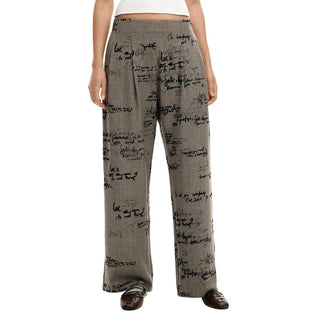 Gray Polyester Casual Pants