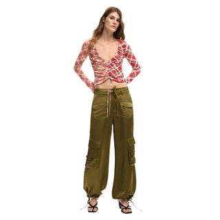 Bicolor Polyester Cargo Pants
