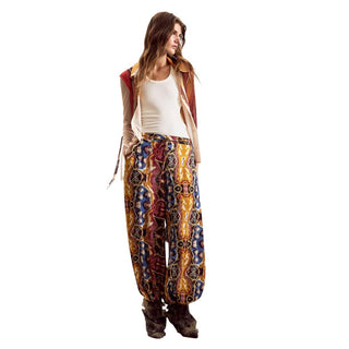 Orange Viscose Casual Pants