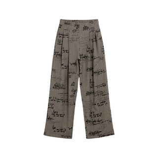 Gray Polyester Casual Pants