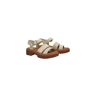 Beige Leather Platform Sandals