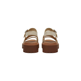 Beige Leather Platform Sandals