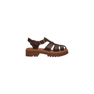 Brown Leather Flat Sandals